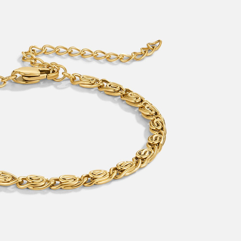 Gold Swirl Link Chain Bracelet