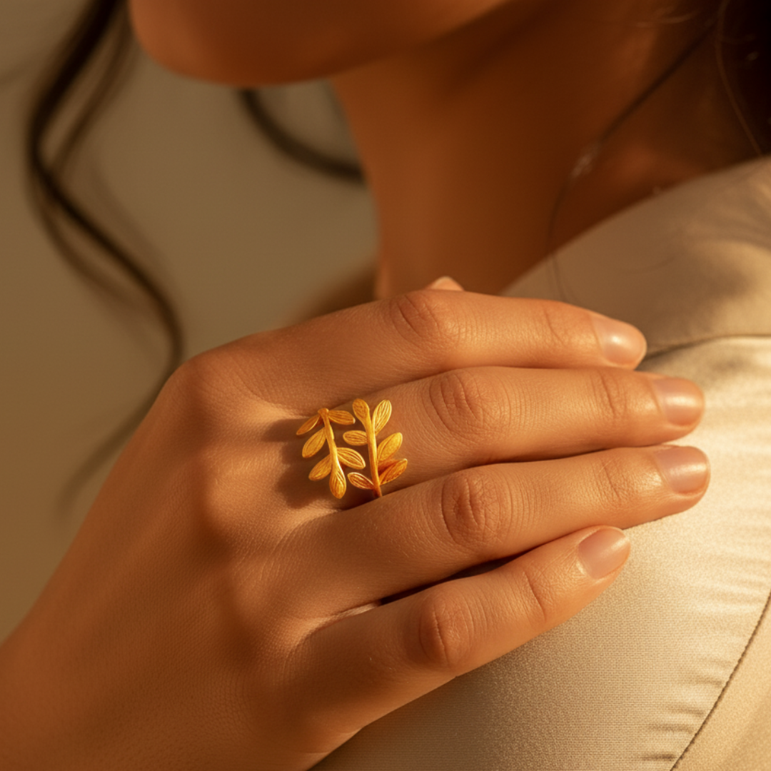 Qamar Palestine Olive Leaf Ring