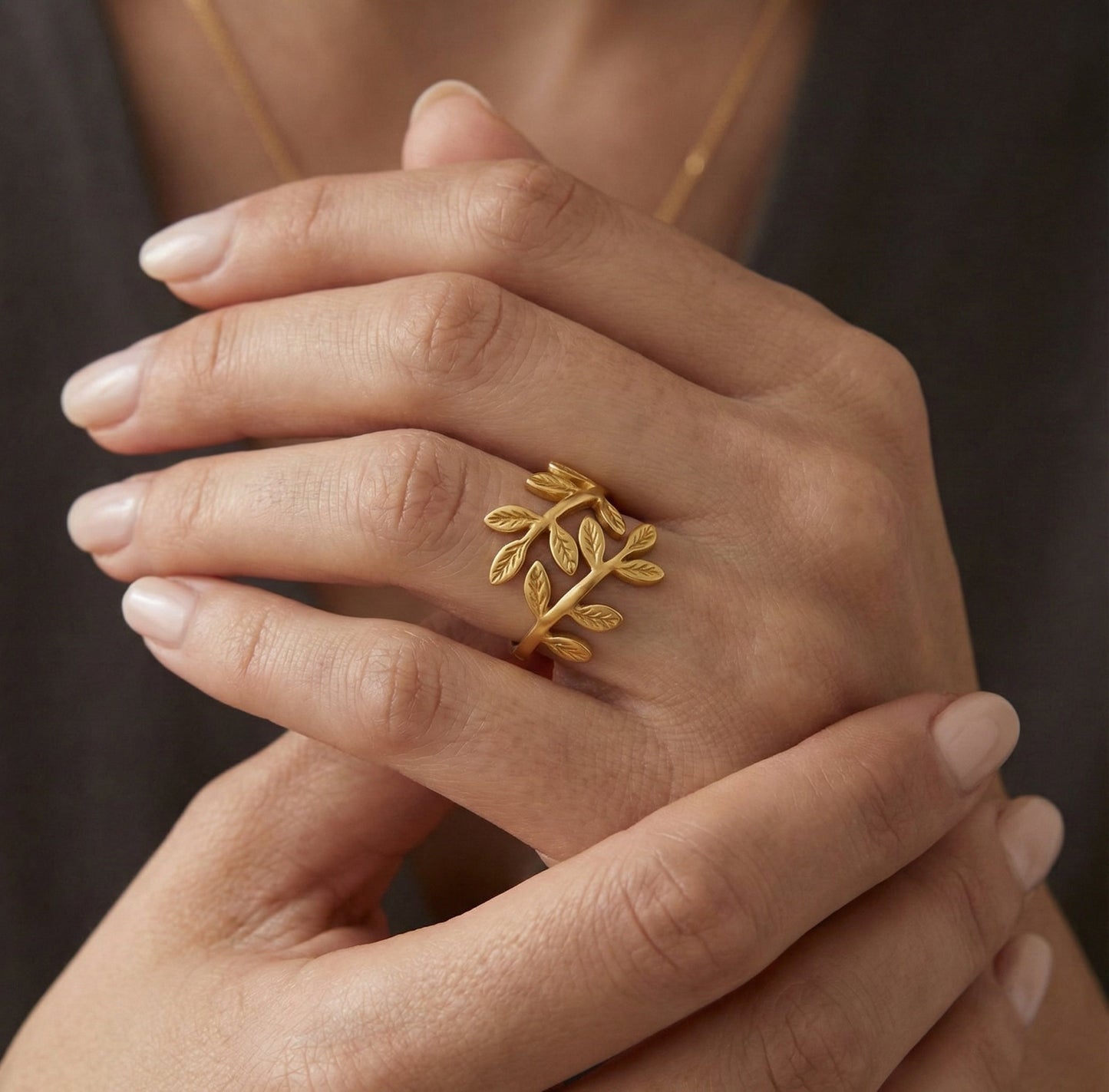 Qamar Palestine Olive Leaf Ring