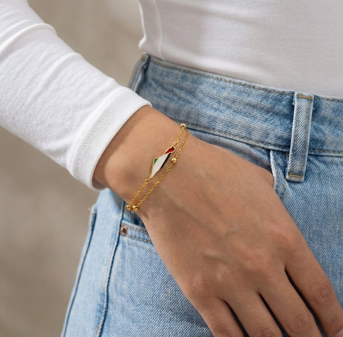 Qamar Palestine Map Bracelet