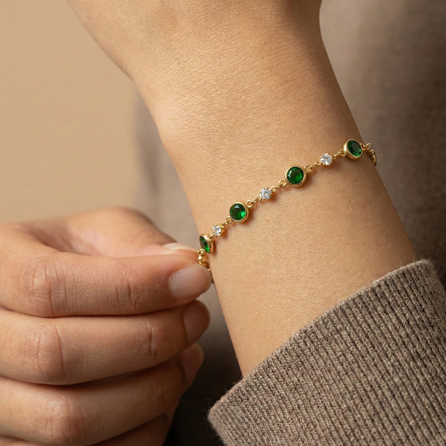 Arizona Green Stone Bracelet – Dainty Semi-Precious Gemstone Jewelry for Women